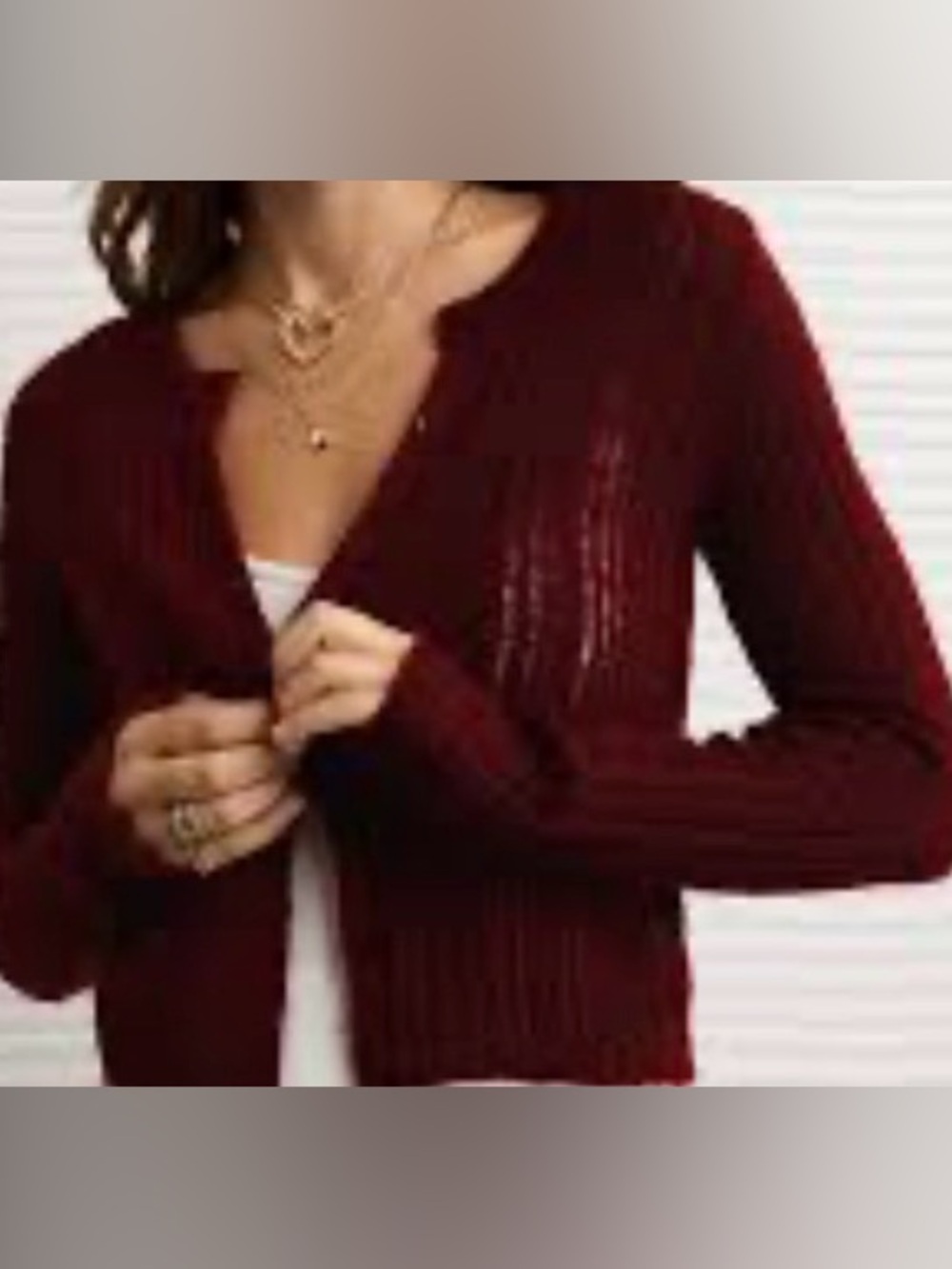 American Eagle Cardigan Sweater Women S Red Ribbed Knit Button Front Cropped